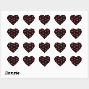Sticker Cœur Lèvres Rouges Brillantes Baisers Élegants Féminins