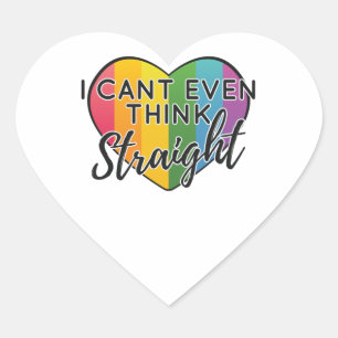 Sticker Cœur LGBTQ Rainbow Can't Even Think Straight Gay Pride