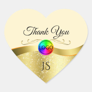 Sticker Cœur Light Peach Wavy Gold avec logo Monogram Merci