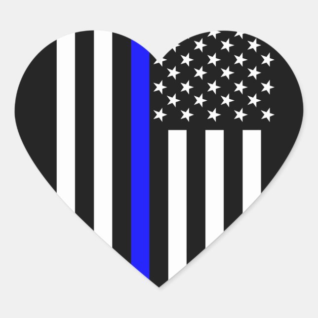 Sticker Cœur Ligne Bleue fine aux États-Unis (Devant)