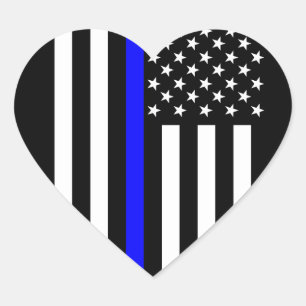 Sticker Cœur Ligne bleue mince des États-Unis