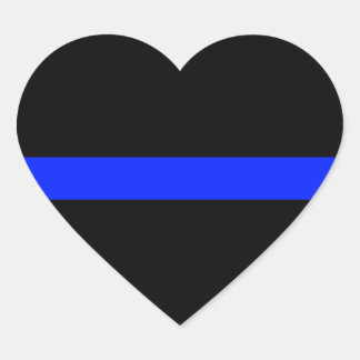 Sticker Coeur Ligne Bleue Mince (Ensemble de 20)