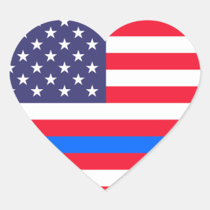 STICKER CŒUR "LIGNE BLEUE MINCE SUR LE DRAPEAU"