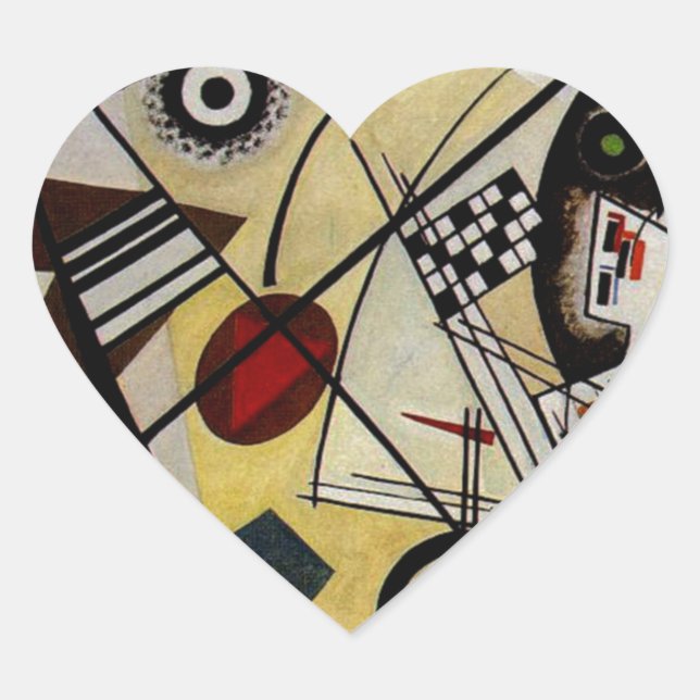 Sticker Cœur Ligne ininterrompue Kandinsky Transverse (Devant)