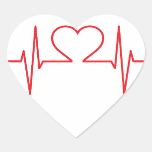 Sticker Cœur Ligne rouge de battement de coeur