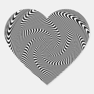 Sticker Cœur lignes de tourbillon hypnotique confus motif noir 