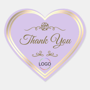 Sticker Cœur Lilac subtil avec cadre or et Merci logo