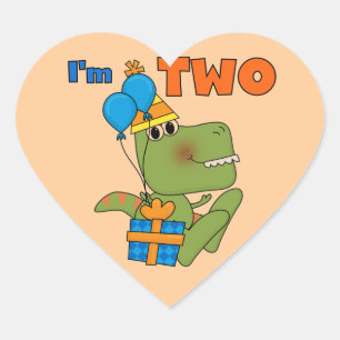 Sticker Cœur Little Dino 2e Anniversaire Tshirts et cadeaux