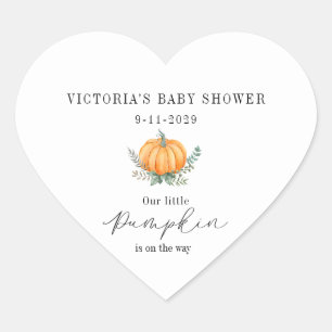 Sticker Cœur Little Pumpkin arrive Bientôt Baby Shower