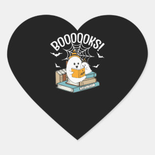 Sticker Cœur Livres Ghost Lire Livres Halloween Drôle Lecture