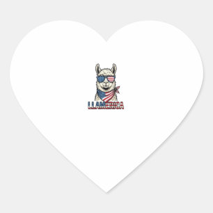 Sticker Cœur Llamerica Llama Patriotique Design Vectoriel Vinta