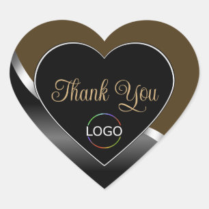 Sticker Cœur Logo Brown noir Wavy Silver Logo Cute Merci