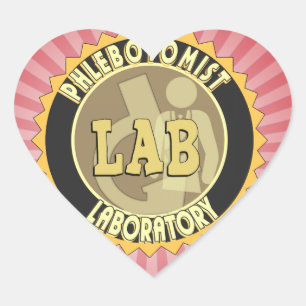 STICKER CŒUR LOGO DE LABORATOIRE DE PHLEBOTOMIE BADGE