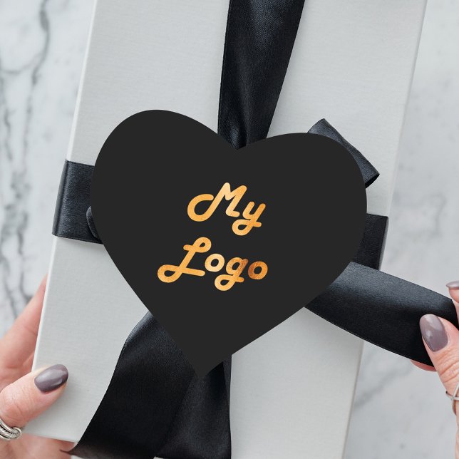 Sticker Cœur Logo d'entreprise en or noir (Créateur téléchargé)