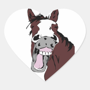 Sticker Cœur Logo Fun Laughing Horse Head