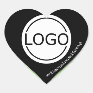 Sticker Cœur Logo Modèle Black Bright Green Custom Packaging