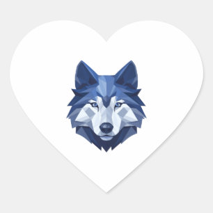 Sticker Cœur Loup bleu 4