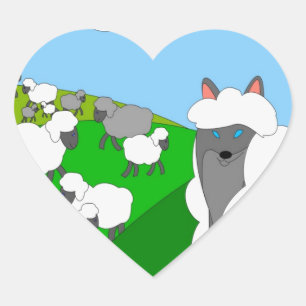 Sticker Cœur loup dans l'habillement du mouton