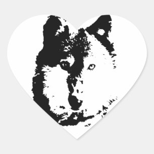 Sticker Cœur Loup d'art pop