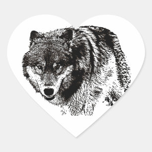 Sticker Cœur Loup sauvage