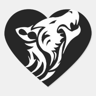 Sticker Cœur Loup tribal
