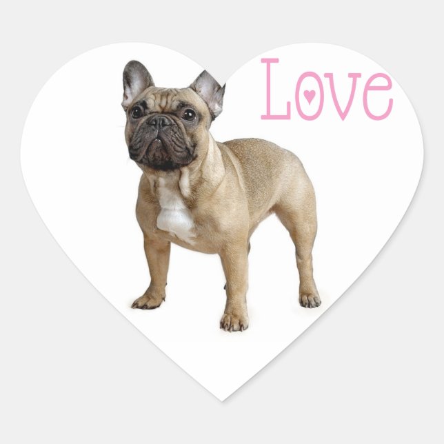 Sticker Cœur Love French Bulldog Chien Chien Chien Chien Sticke (Devant)