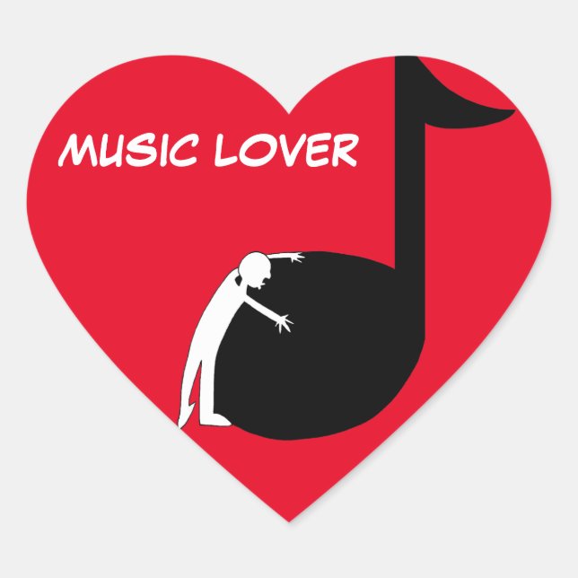 Sticker Cœur Love Note - Man Hugging Music Note Music Lover (Devant)