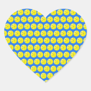 Sticker Cœur Love Pickleball Jaune sur Impression Pickleball Bl