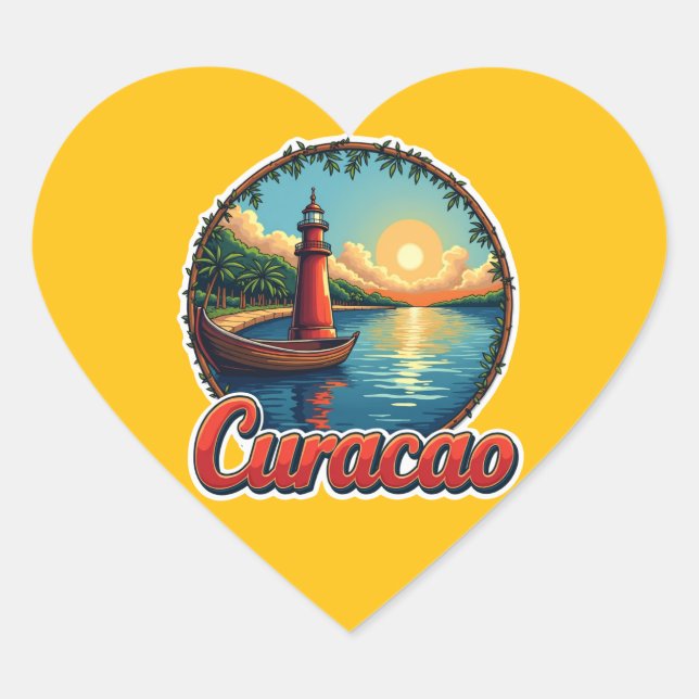 Sticker Cœur Loving curaçao abc island (Devant)
