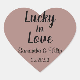 Sticker Cœur Lucky in Love (forme du coeur)