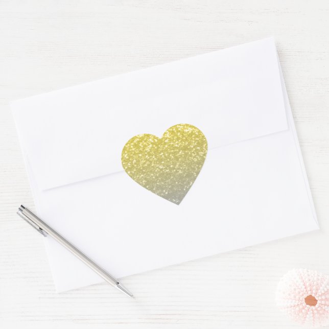 Sticker Cœur Lumière or argent gris ombre faux étincelles (Enveloppe)