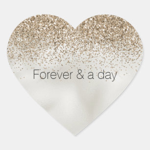 Sticker Cœur Luxe paillettes or et blanc perle