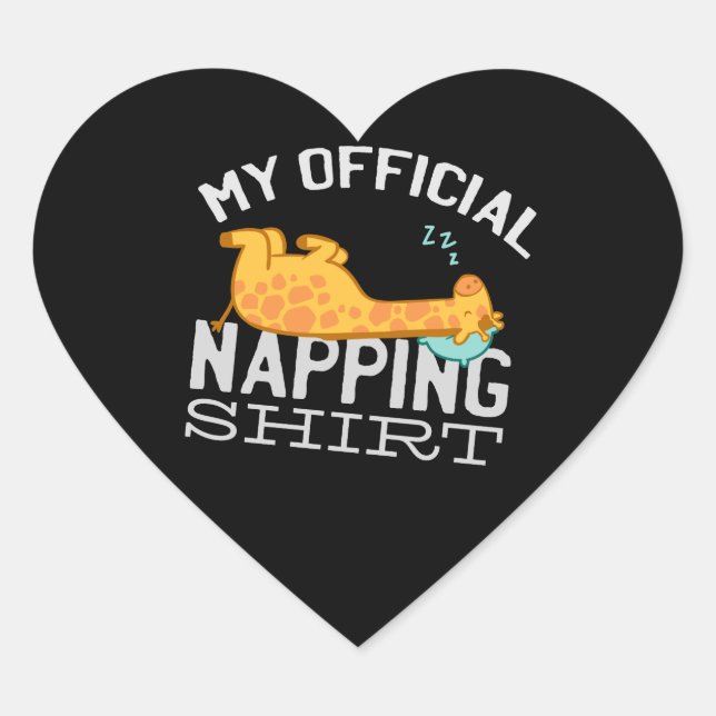 Sticker Cœur Ma chemise de sieste officielle - Giraffe endormie (Devant)