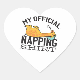 Sticker Cœur Ma chemise de sieste officielle - Giraffe endormie