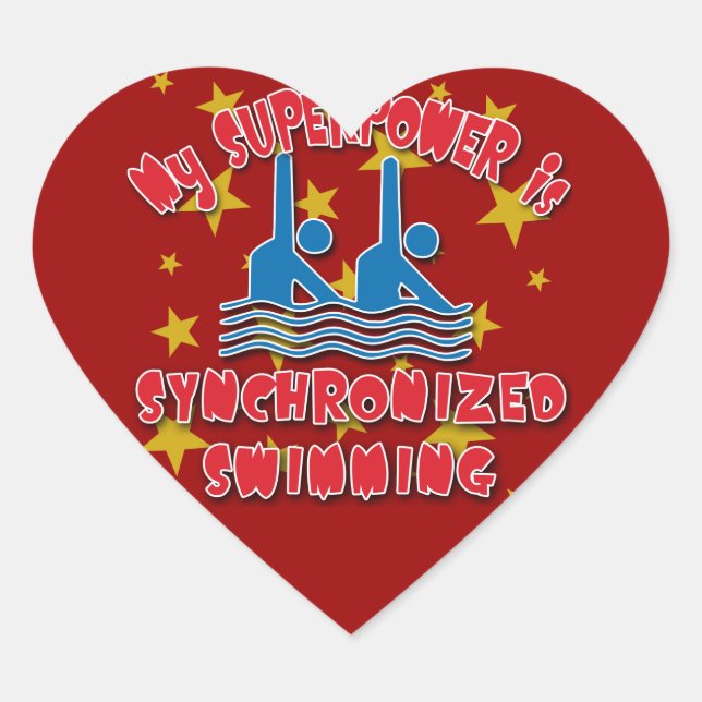 Sticker Cœur Ma superpuissance est la nage synchronisée (Devant)