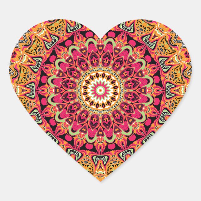 Sticker Cœur Magdalena Mandala Design (Devant)