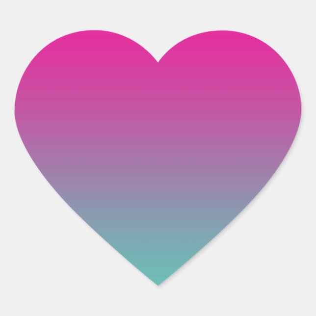 Sticker Cœur Magenta Purple et Ombre Turquoise (Devant)
