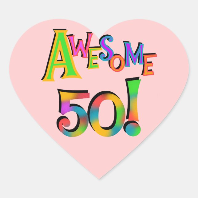 Sticker Cœur Magnifique 50 T-shirts et cadeaux d'anniversaire (Devant)