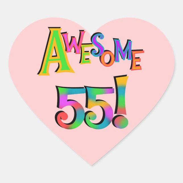 Sticker Cœur Magnifique 55 T-shirts et cadeaux d'anniversaire (Devant)