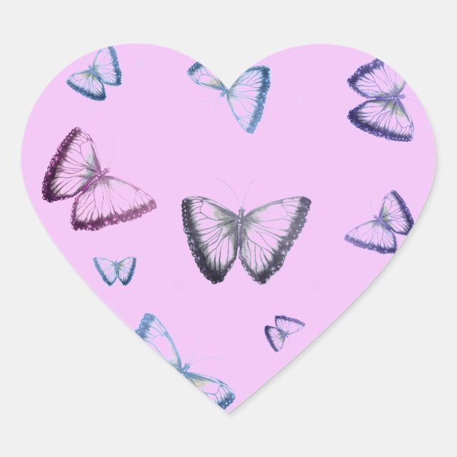 Sticker Cœur Magnifique papillon (Devant)