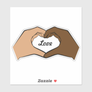 Sticker Coeur Mains Amour Interracial