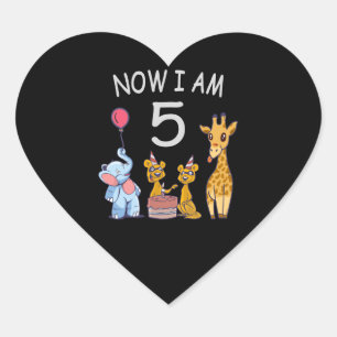 Sticker Cœur Maintenant, j'ai 5 ans 5e anniversaire au Zoo