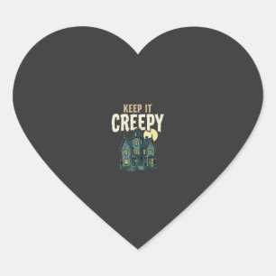 Sticker Cœur Maison Hantée Creepy Design Halloween_1