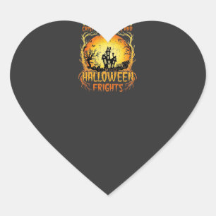 Sticker Cœur Maison hantée de terreurs d'Halloween Pleine lune