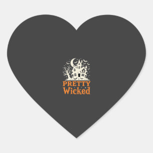 Sticker Cœur Maison hantée d'Halloween assez méchante_1