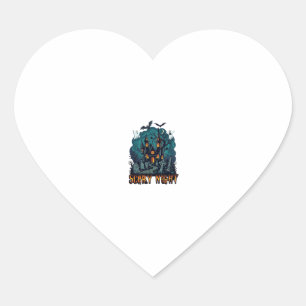 Sticker Cœur Maison Hantée Fantômes Cimetière Nuit Effrayante