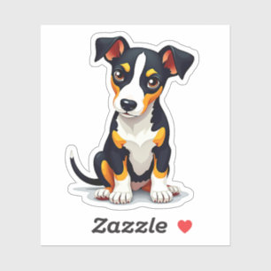 Sticker Coeur Manchester Terrier, Cubism Style,
