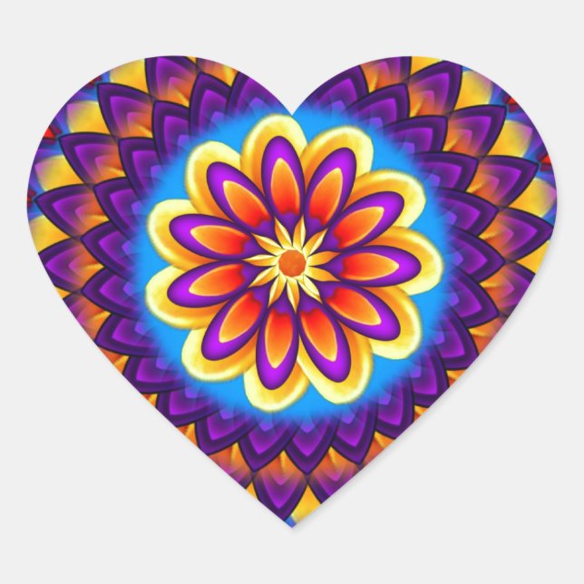 Sticker Cœur Mandala Dahlia (Devant)