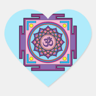 Sticker Cœur Mandala de l'OM Shanti OM