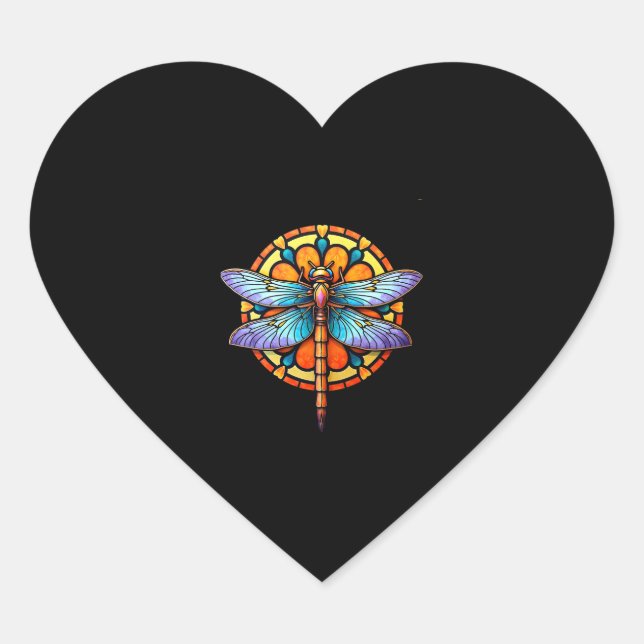 Sticker Cœur Mandala Dragonfly Luminous Sacred Geometry Spiritu (Devant)